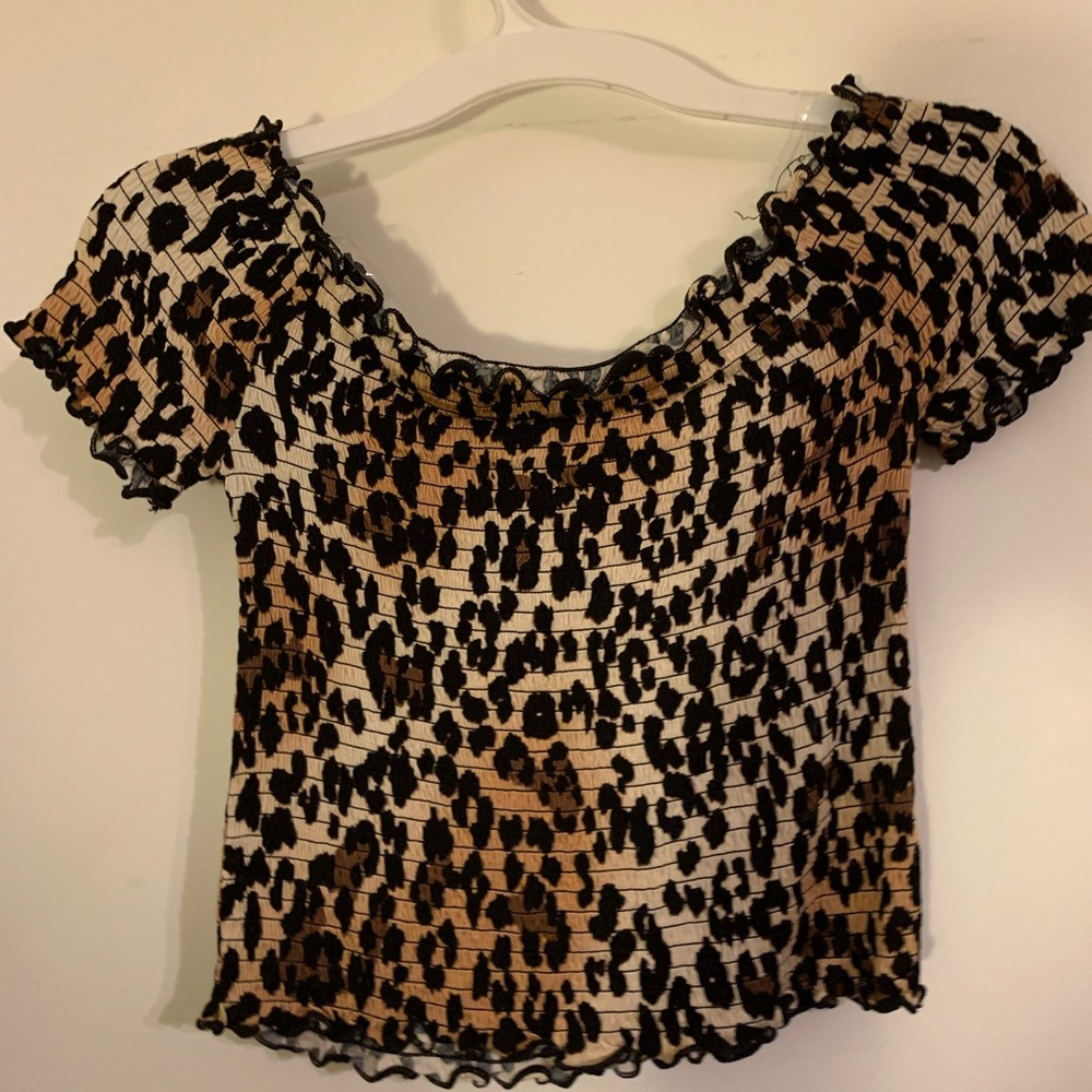 Off the shoulder cheetah top